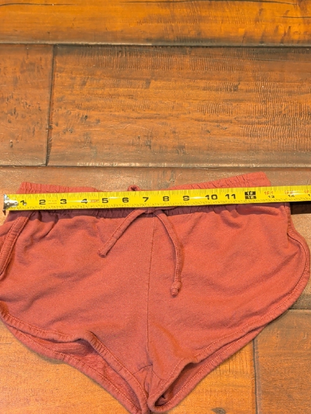 "Mikes Ass" Red Graphic Casual Shorts with White Glitter Print - Picture 7 of 9